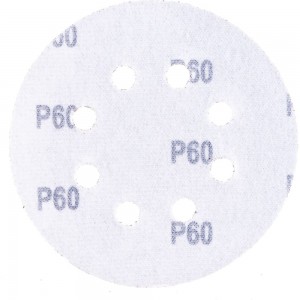Круги шлифовальные наждачные на липучке (10 шт; 125 мм; P60; 8 отверстий) ZOLDER Z-108-608
