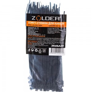 Стяжка для кабеля ZOLDER 200х4,8 мм нейлон, черная, 100 шт. HTA-4,8х200/100Ч