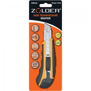 Технический нож ZOLDER Master с самозарядными лезвиями, 18 мм, 8 лезвий 7006